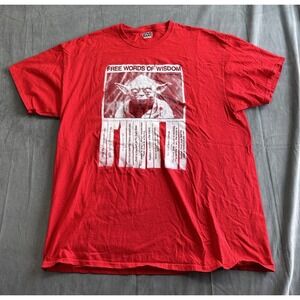 Star Wars Yoda Free Words of Wisdom Mens Graphic Tee Shirt Size 2XL Red Short